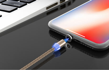 Compatible with Apple , Nylon Magnetic Data Cable For Apple Android Type-c Interface Three-in-one Round Head