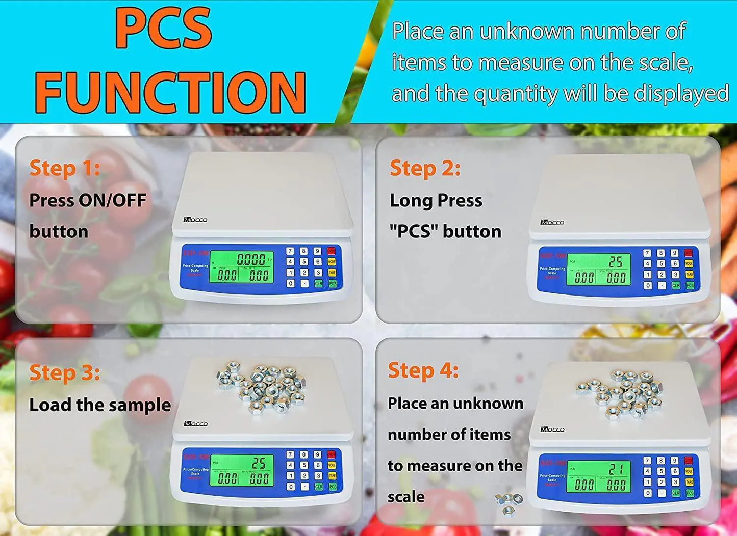 Electronic Computing Scale LCD Digital Commercial Food Produce Scales 30kg x 1g